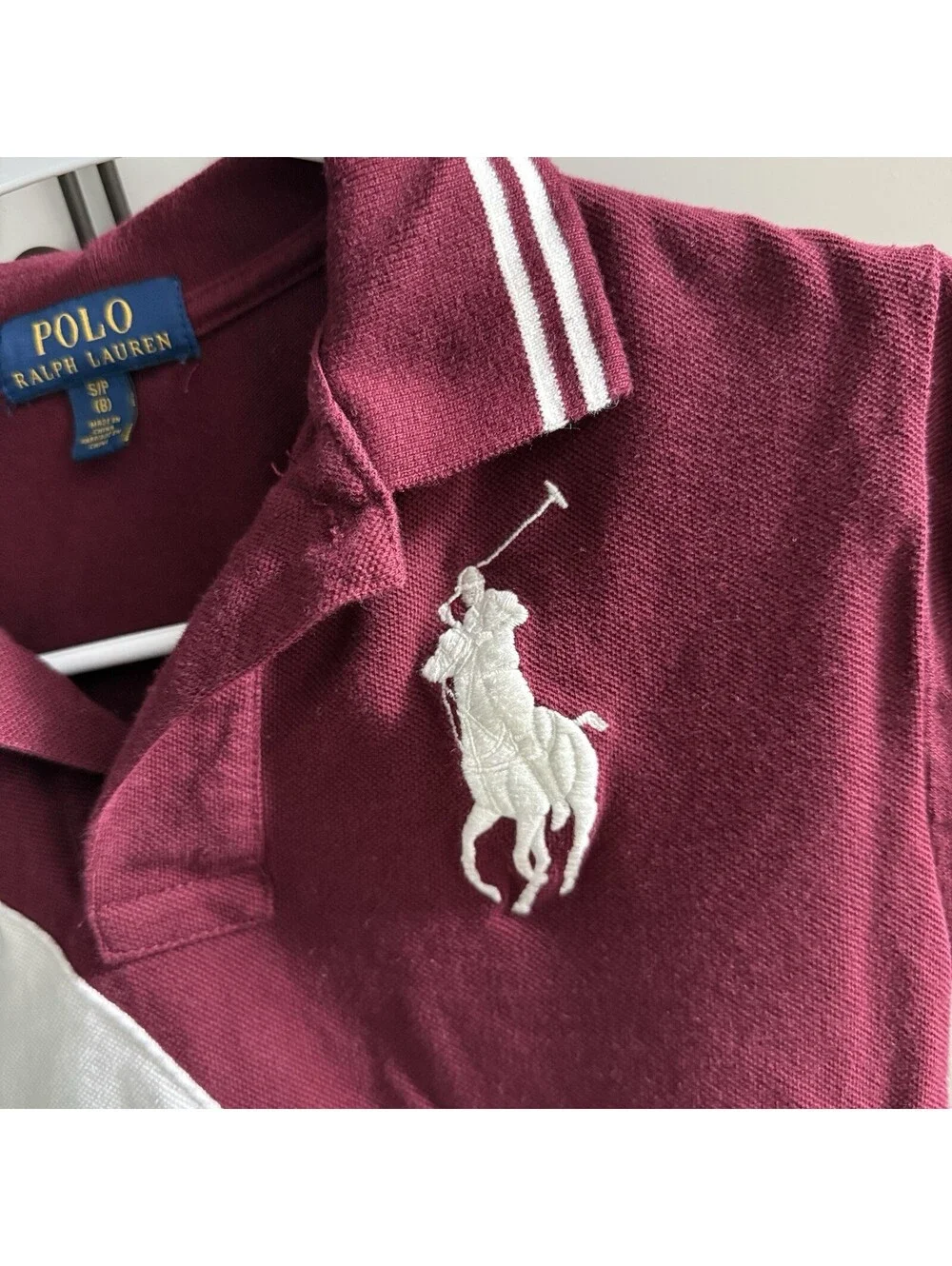 Polo Ralph Lauren Big Pony Crest Polo Shirt Youth S 8 Burgundy Rugby Preppy